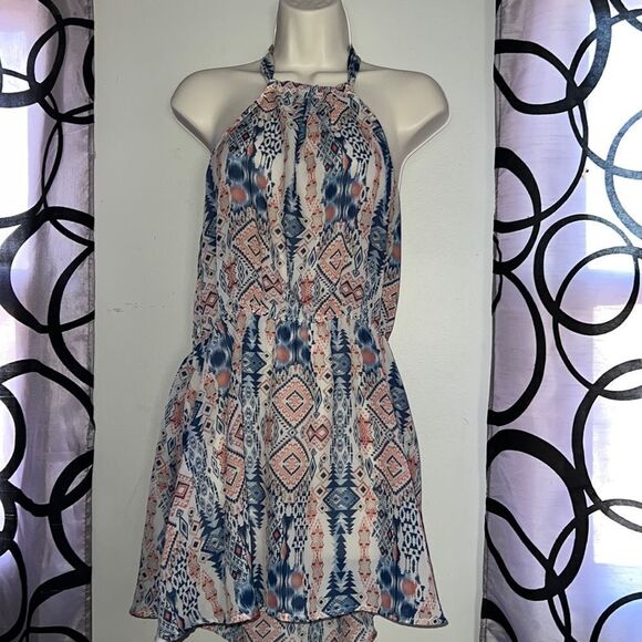 Semi sheer, southwestern, print halter style dress by Francesca’s - Picture 1 of 9